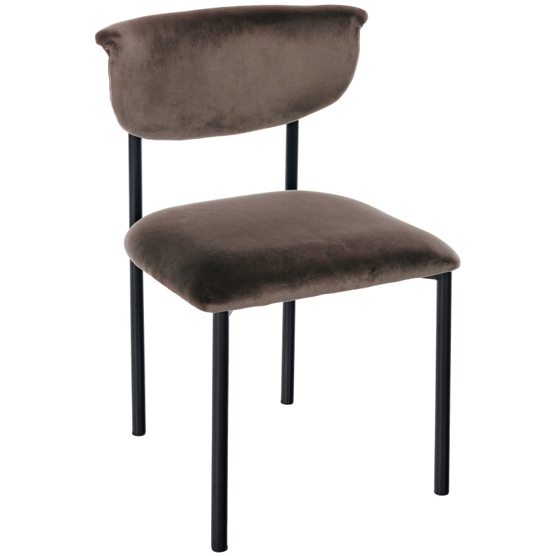 Fauteuil visiteur Gambell, velours, marron