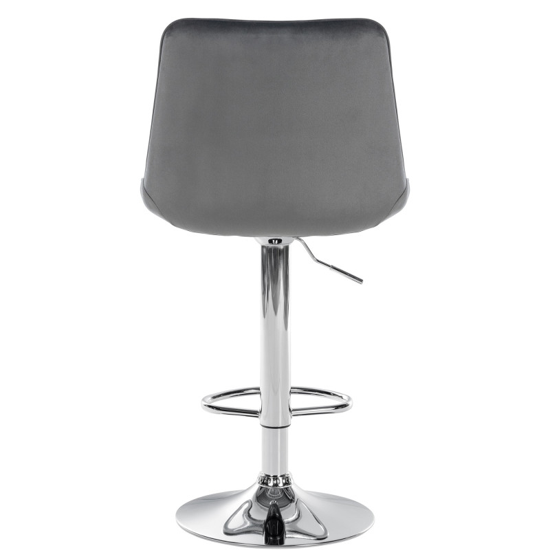 Tabouret de bar Toni velours chrome gris foncé