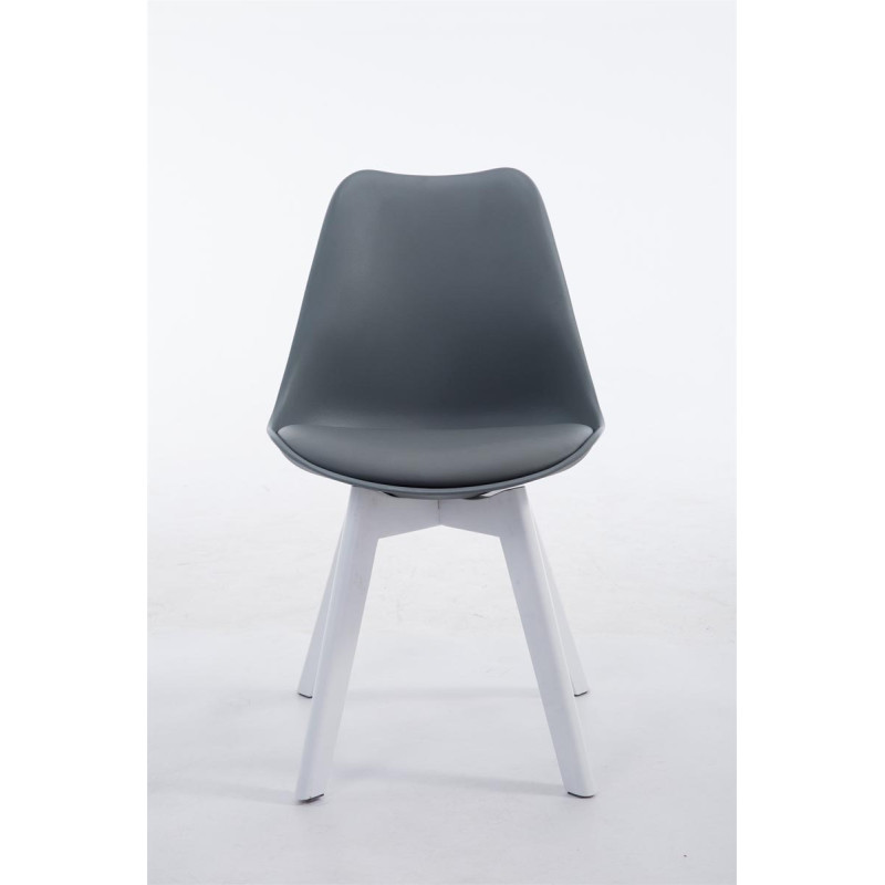 Chaise visiteur Borneo V2 en cuir artificiel blanc | gris