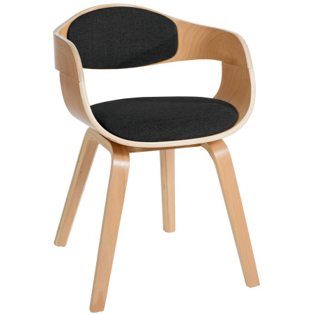 Chaise visiteur Kingston en tissu naturel/noir