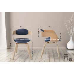Chaise visiteur Kingston en tissu naturel/bleu