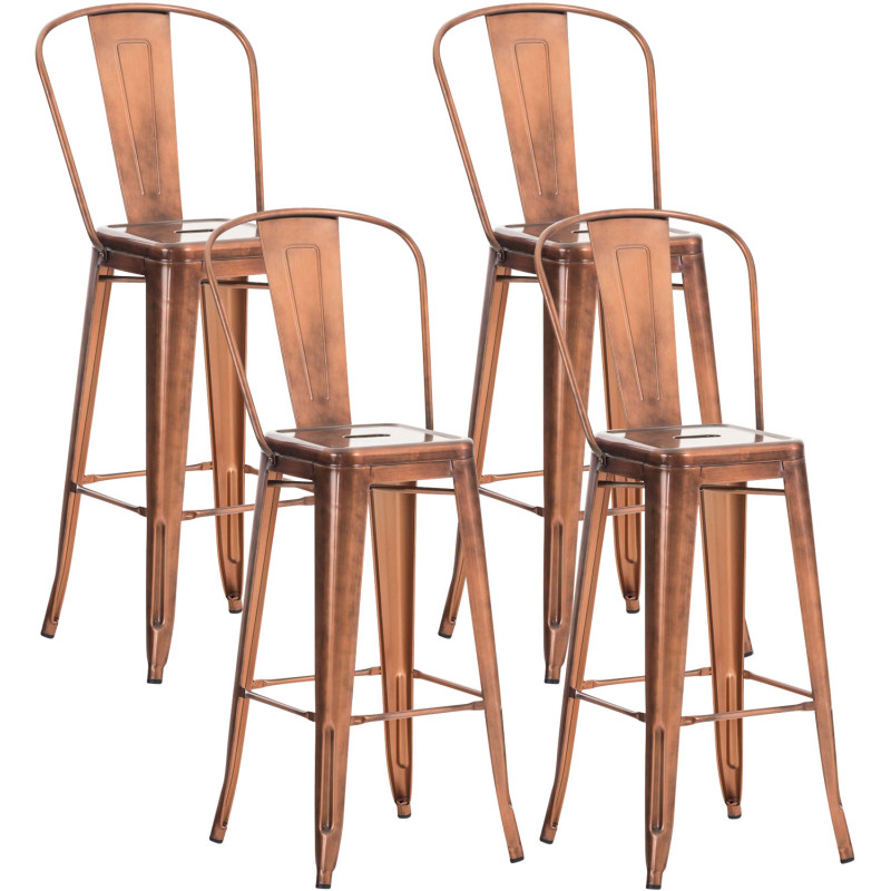 Ensemble de 4 tabourets de bar Aiden cuivre