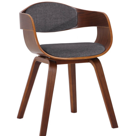 Chaise visiteur Kingston en tissu noyer/gris clair