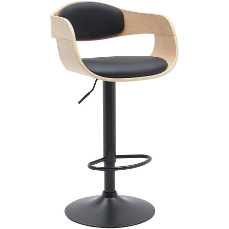 Tabouret de bar Kingston B en cuir artificiel naturel/noir