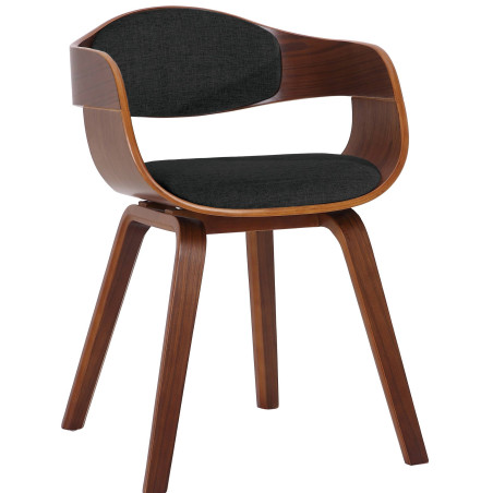 Chaise visiteur Kingston tissu noyer/noir