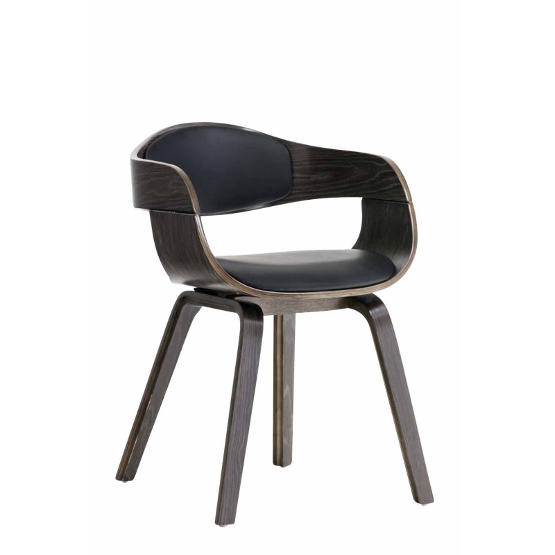 Chaise visiteur Kingston, simili cuir noir/gris