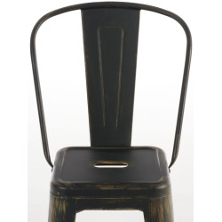Ensemble de 4 tabourets de bar antiques Aiden noir et or
