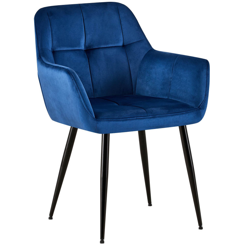 Fauteuil visiteur Emia en velours bleu