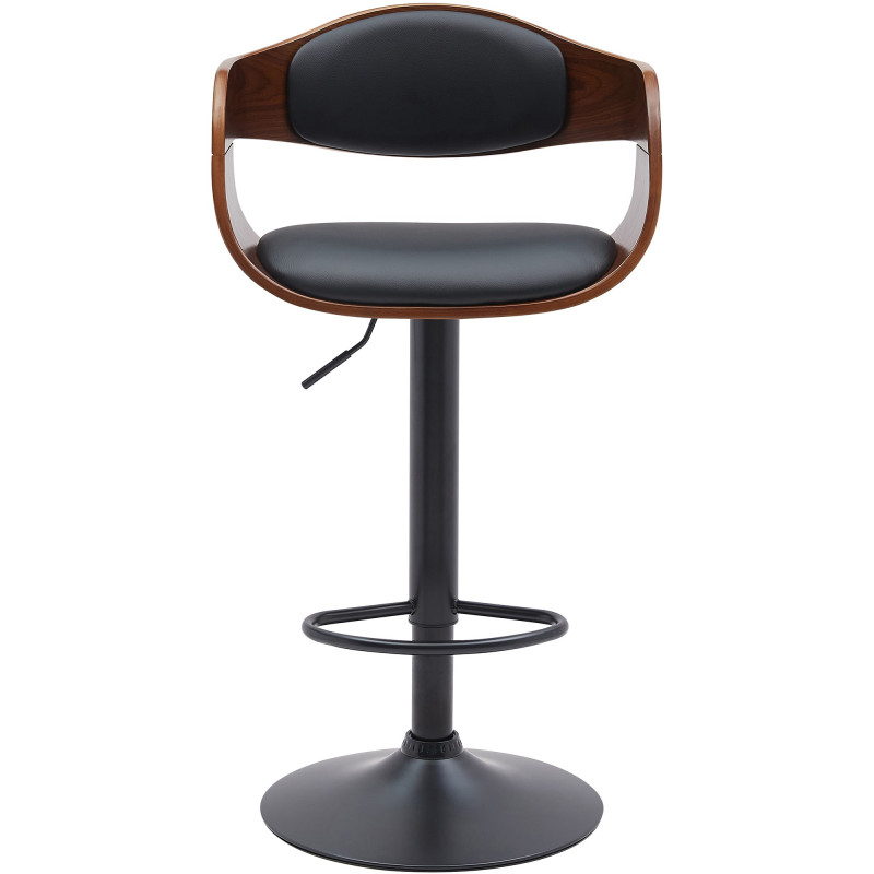 Tabouret de bar Kingston B en cuir artificiel noyer/noir