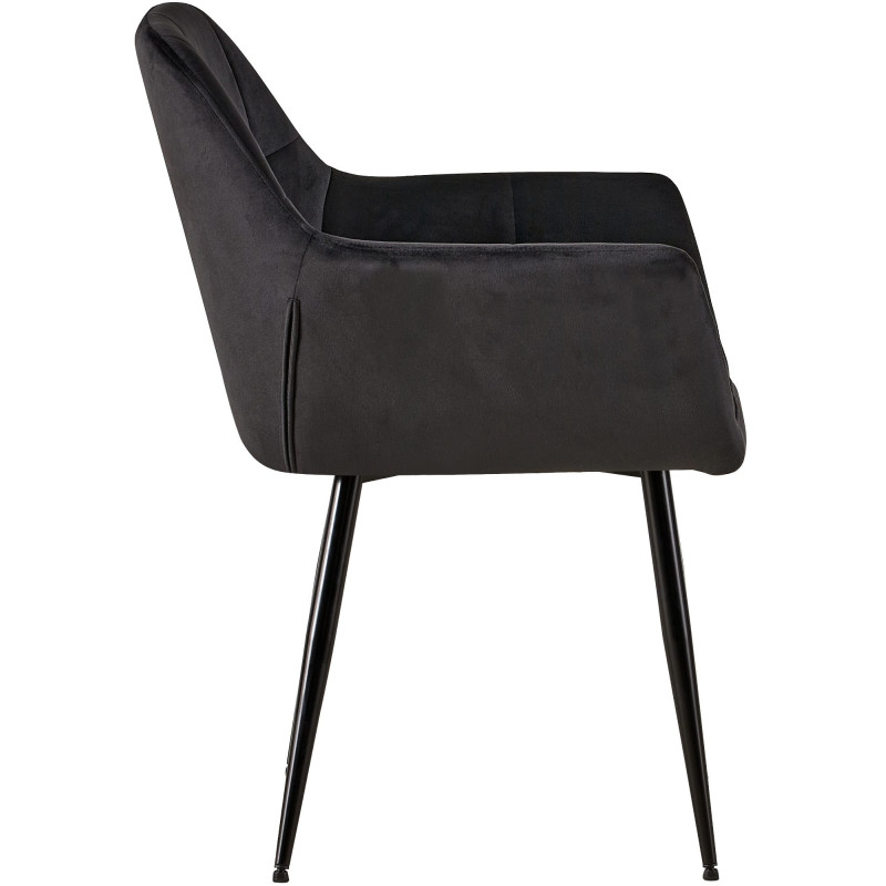Fauteuil visiteur Emia, velours, noir