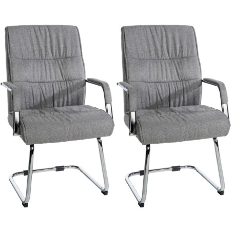 Lot de 2 chaises visiteurs Sievert tissu gris clair