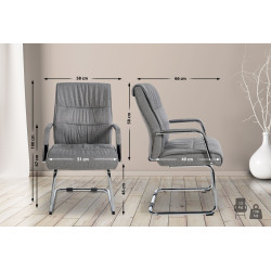 Lot de 2 chaises visiteurs Sievert tissu gris clair