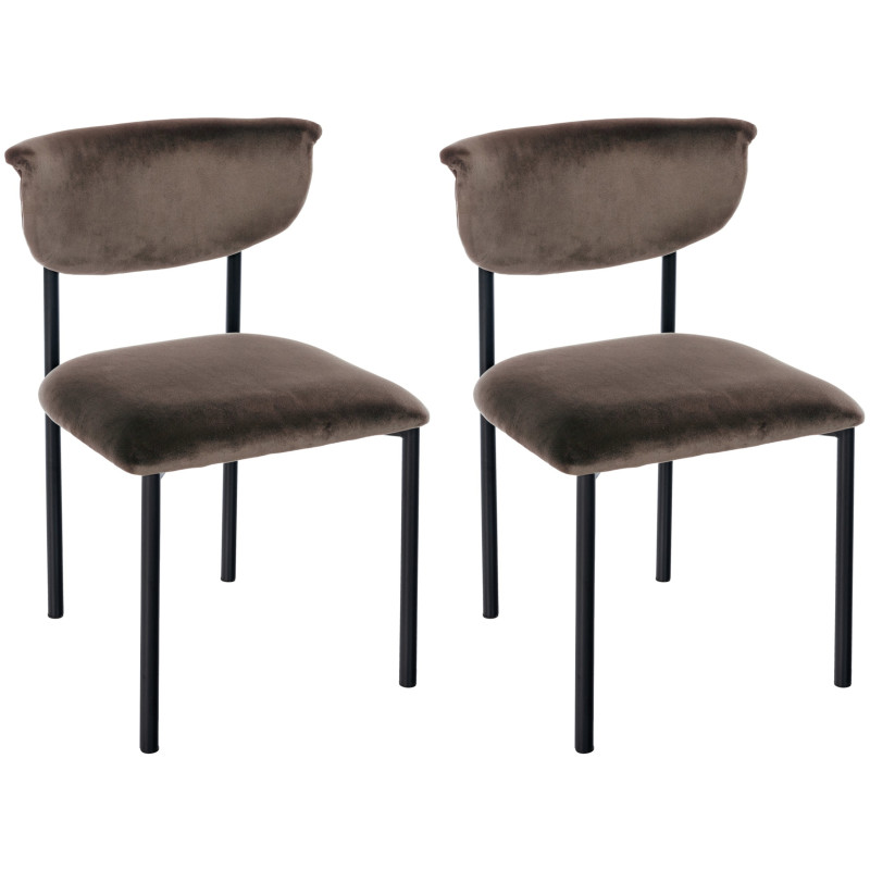 Lot de 2 chaises visiteurs Gambell en velours marron