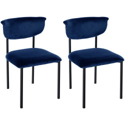Lot de 2 chaises visiteurs Gambell en velours bleu foncé