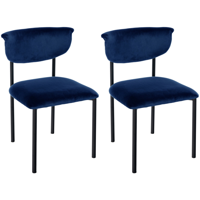 Ensemble de 2 chaises visiteurs Gambell en velours bleu foncé
