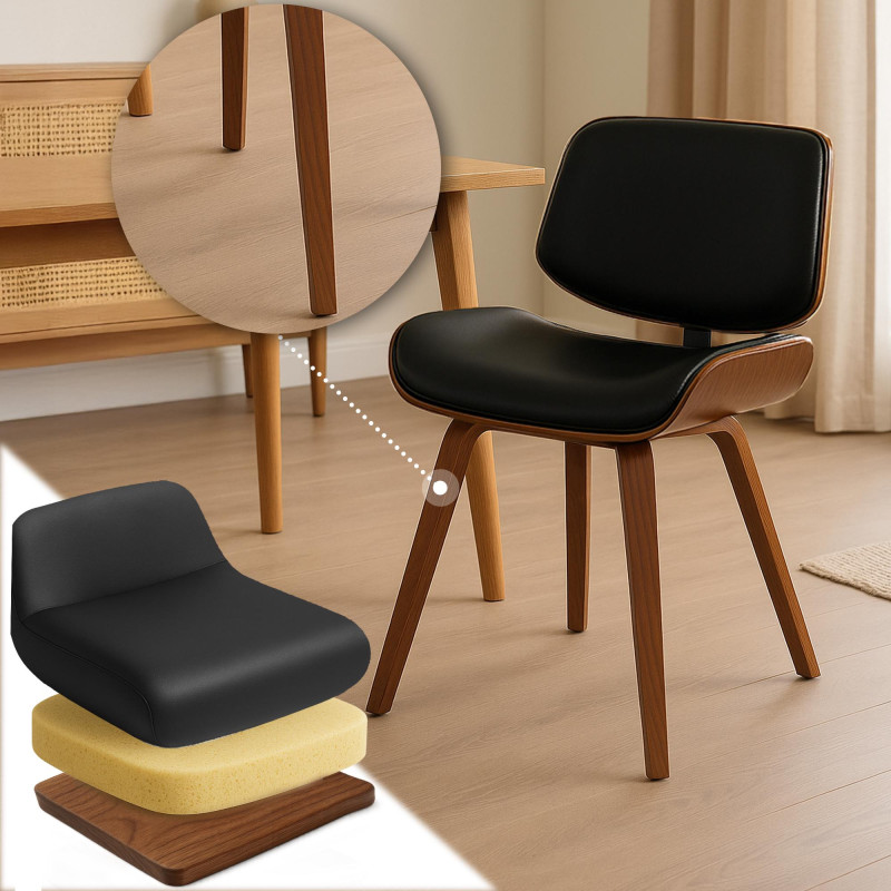 Fauteuil visiteur Beverley en similicuir noyer/noir