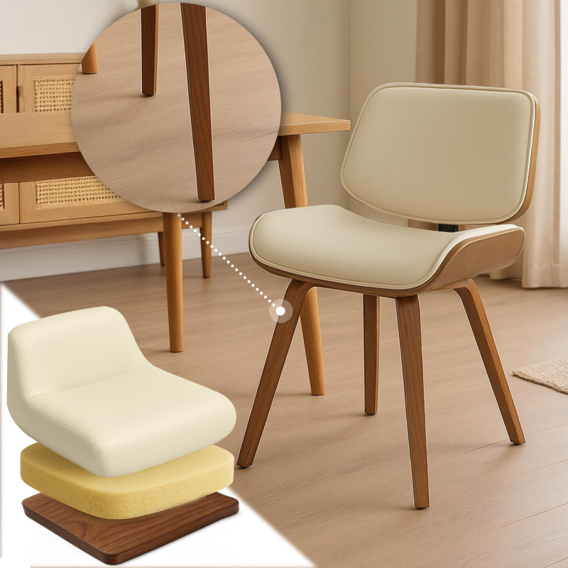Fauteuil visiteur Beverley en similicuir noyer/crème