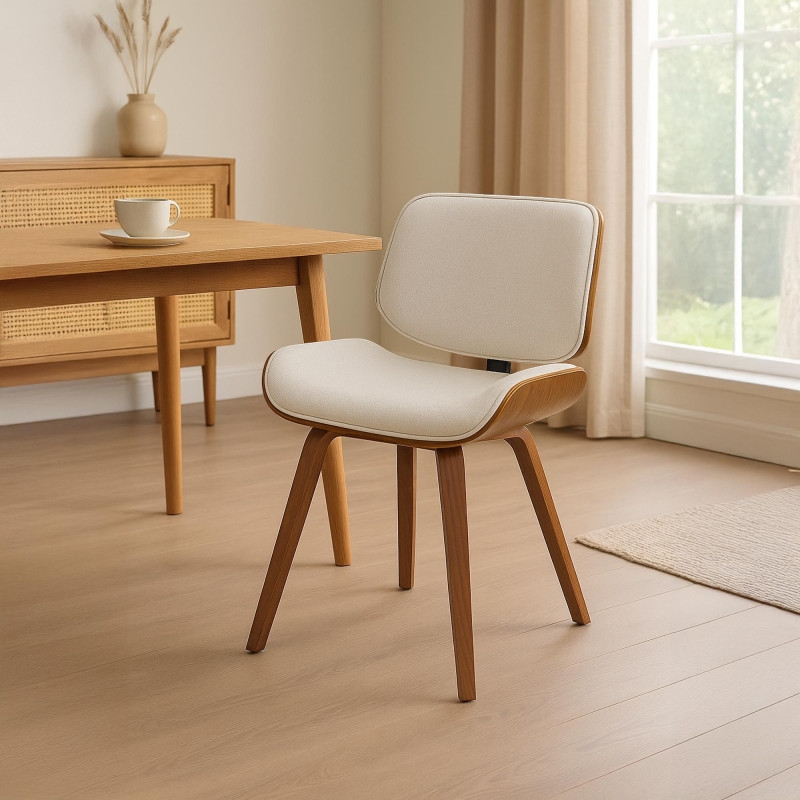 Chaise visiteur Beverley en tissu noyer/crème