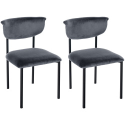 Lot de 2 chaises visiteur Gambell en velours gris foncé