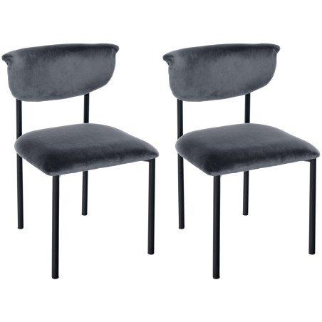 Ensemble de 2 chaises visiteurs Gambell en velours gris foncé