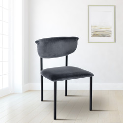 Lot de 2 chaises visiteur Gambell en velours gris foncé