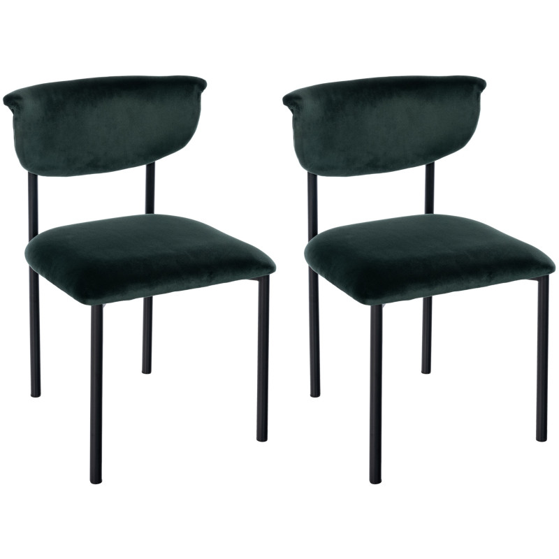 Lot de 2 chaises visiteurs Gambell en velours vert foncé