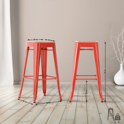 Ensemble de 4 tabourets de bar Joshua rouge