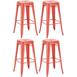 Ensemble de 4 tabourets de bar Joshua rouge