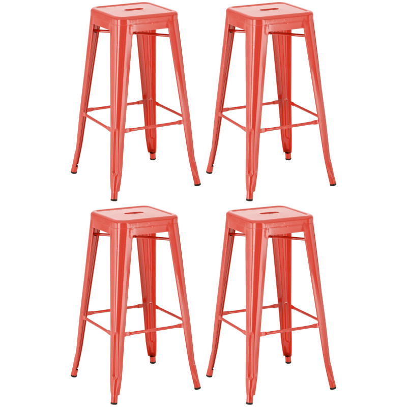 Ensemble de 4 tabourets de bar Joshua rouge