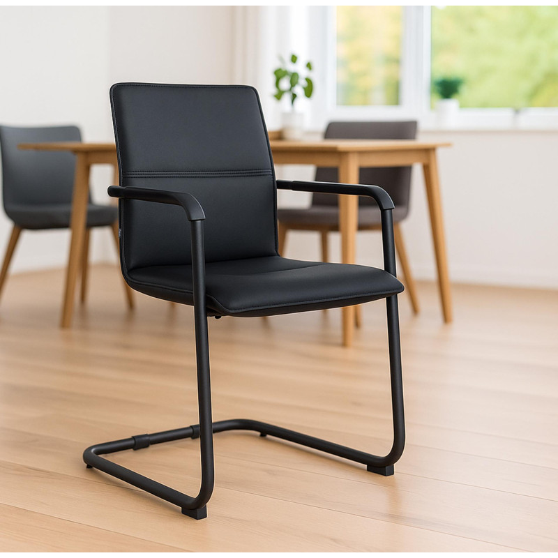 Ensemble de 2 chaises visiteurs Seattle, noir/noir