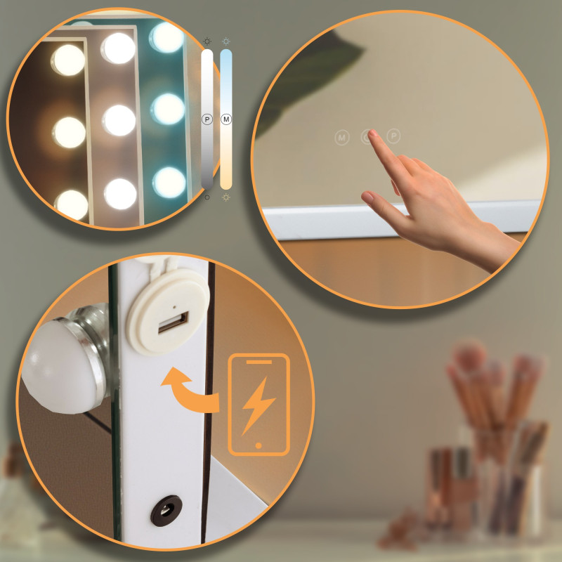 Miroir de maquillage blanc Murrieta