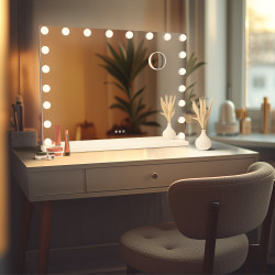 Miroir de maquillage Norlina sans Bluetooth, blanc