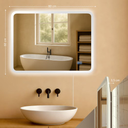 Miroir de salle de bain Jericho 60x80 sans Bluetooth en verre transparent