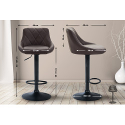 Tabouret de bar Lazio simili cuir noir marron