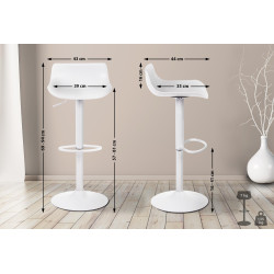 Ensemble de 2 tabourets de bar Aveiro blanc