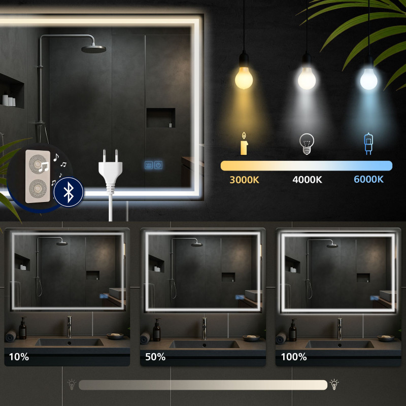 Badspiegel Jaffrey 70x100 mit Bluetooth