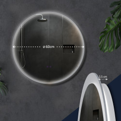 Specchio da bagno Laconia 60 con Bluetooth, vetro trasparente