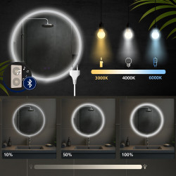 Specchio da bagno Laconia 60 con Bluetooth, vetro trasparente
