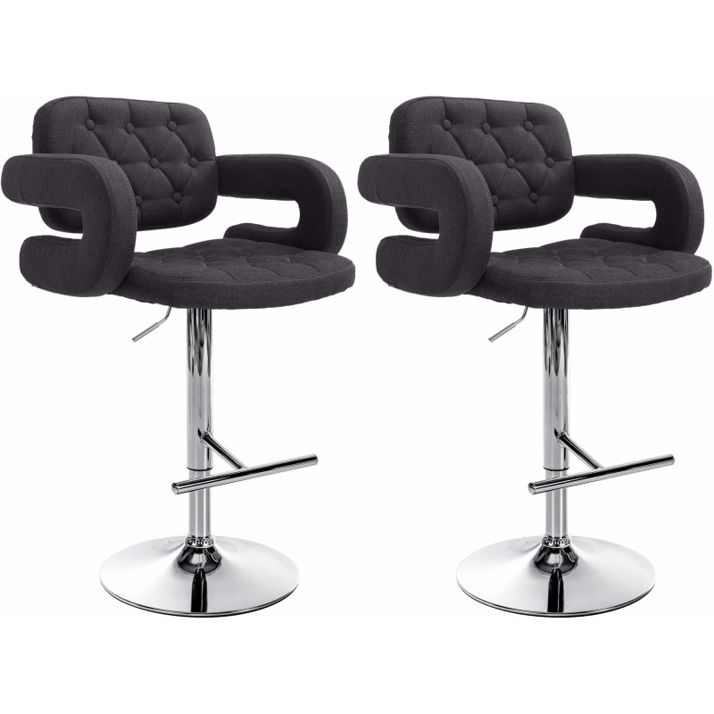 Lot de 2 tabourets de bar en tissu Dublin C noir