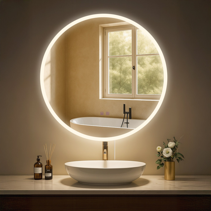Espejo de baño Laconia 70 con Bluetooth, cristal transparente