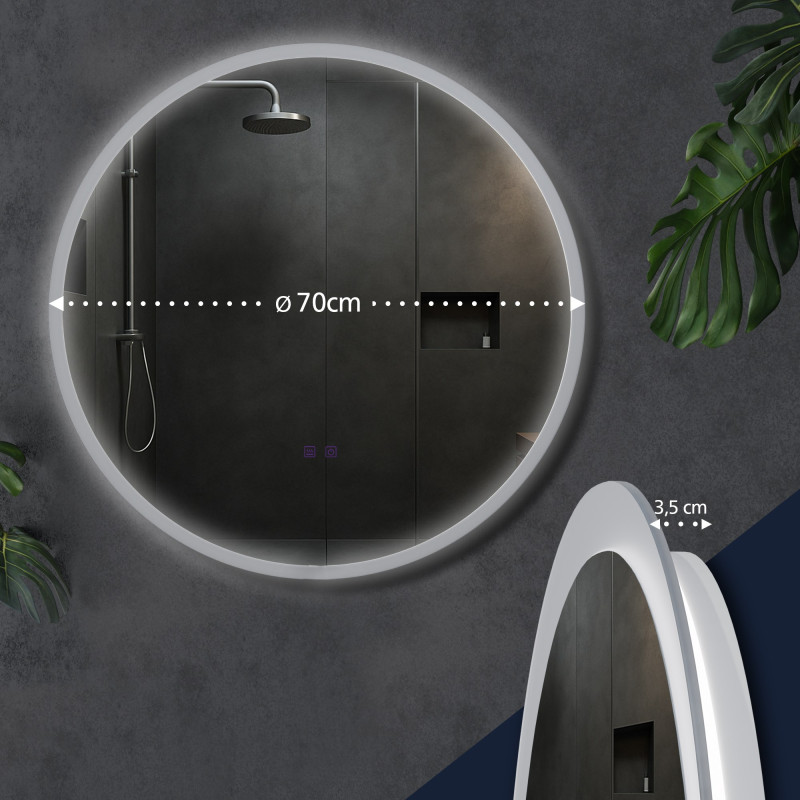 Specchio da bagno Laconia 70 con Bluetooth, vetro trasparente