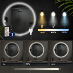 Espejo de baño Laconia 70 con Bluetooth, cristal transparente