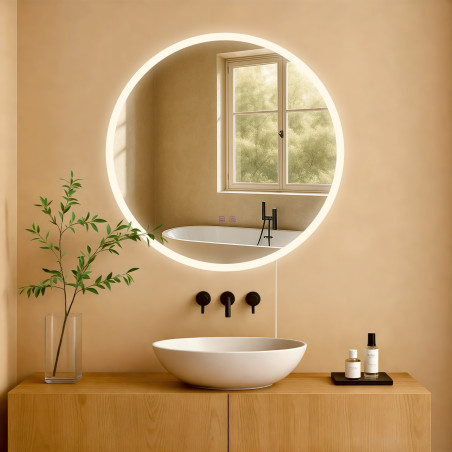 Miroir de salle de bain Laconia 70 sans Bluetooth, verre transparent