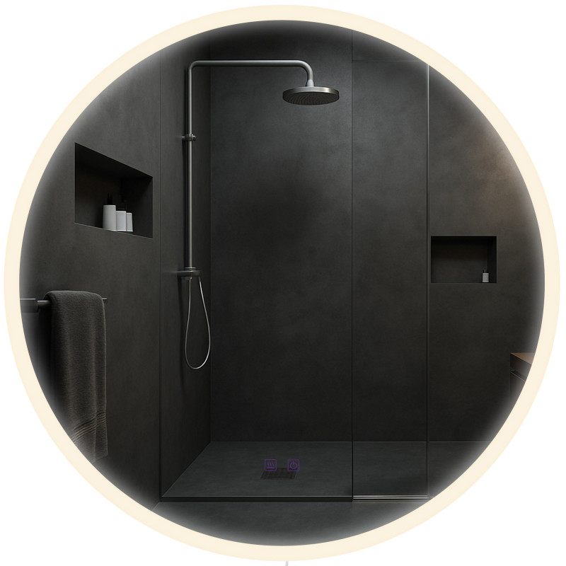 Miroir de salle de bain Laconia 80 avec Bluetooth, verre transparent