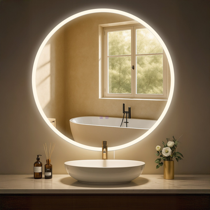 Miroir de salle de bain Laconia 80 avec Bluetooth, verre transparent