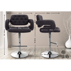 Lot de 2 tabourets de bar en tissu Dublin C noir