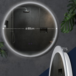 Miroir de salle de bain Laconia 80 avec Bluetooth, verre transparent