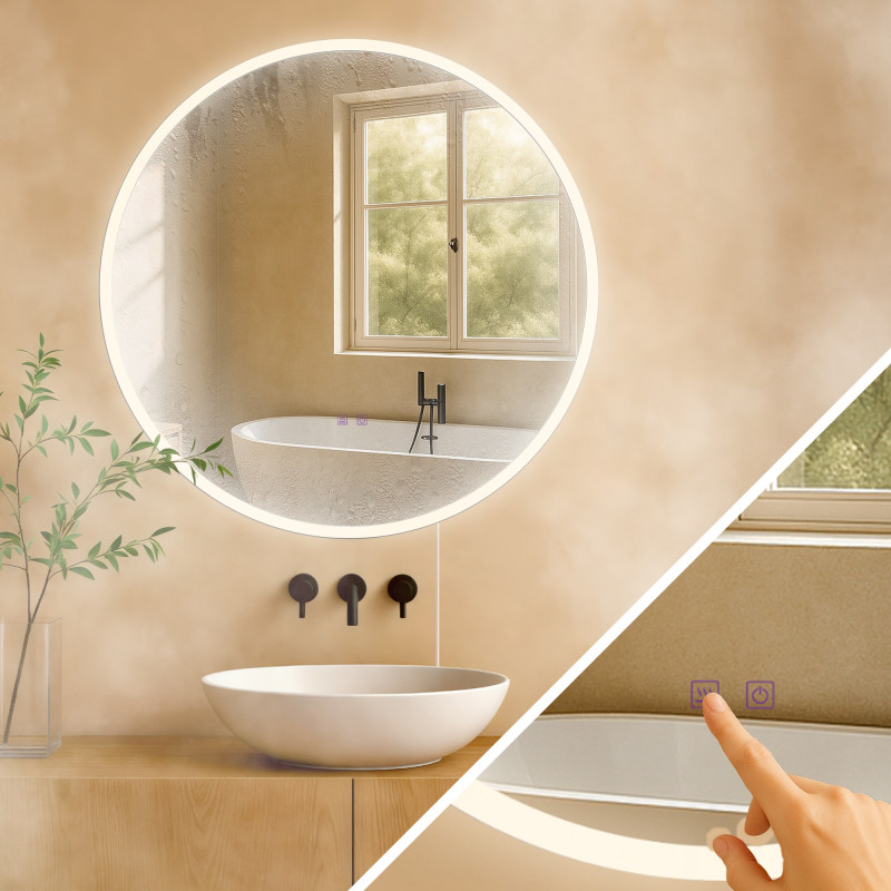 Specchio da bagno Laconia 80 senza Bluetooth, in vetro trasparente