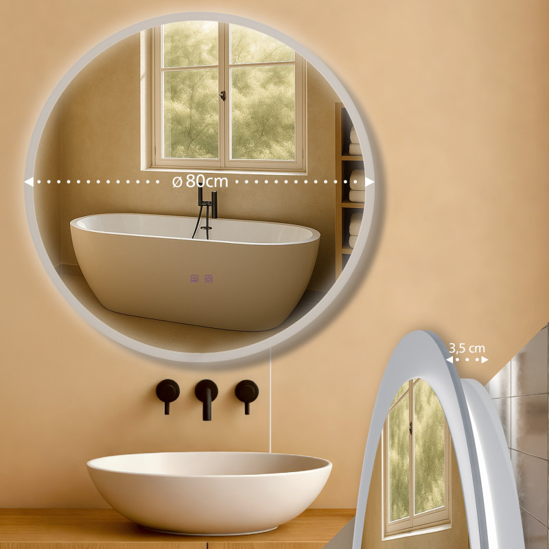Specchio da bagno Laconia 80 senza Bluetooth, in vetro trasparente