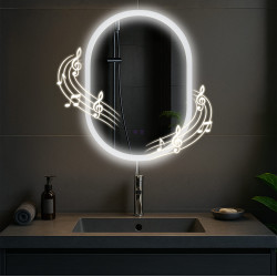 Miroir de salle de bain Karishma 70x50 avec Bluetooth et verre transparent